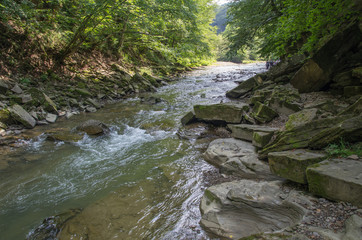 Rural view with river in mountains, Poland © Jarek