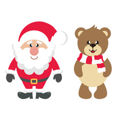 Fototapeta na wymiar cartoon cute santa claus and cute bear