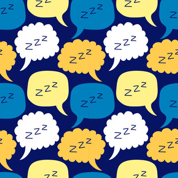 Cute Seamless Pattern With Hand Drawn Cartoon Sleeping Zzz Speech Bubble