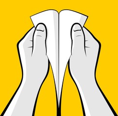 Hand removing decal paper