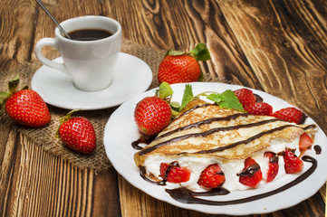 Crepes with Banana and strawberries