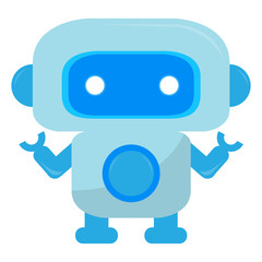 Cute robot isolated on white background, Vector illustration