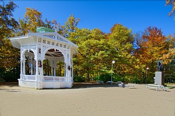 Musical pavilion in autumn - Frantiskovy Lazne (Franzensbad) - great Bohemian spa town is situated...