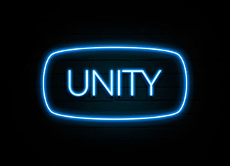 Unity  - colorful Neon Sign on brickwall