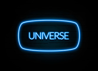 Universe  - colorful Neon Sign on brickwall
