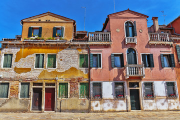 facade houses in the old town in Venice Italy