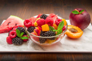 Mixed fruit salad with fresh fruit 