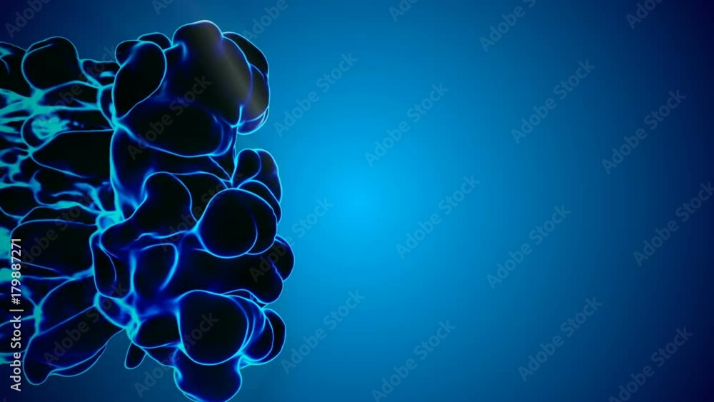 Poster 3d animation of flow of glowing ink. dark ink are dissipating and beginning to glow. use as ink back