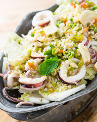 Spicy squid and vegetable salad,Thai food