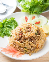 Tom Yam Fried Rice ,spicy food Thai style.