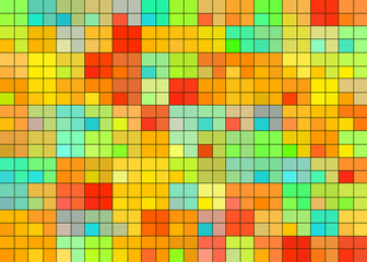 background of yellow orange pink purple and green blue red  brown cubes 