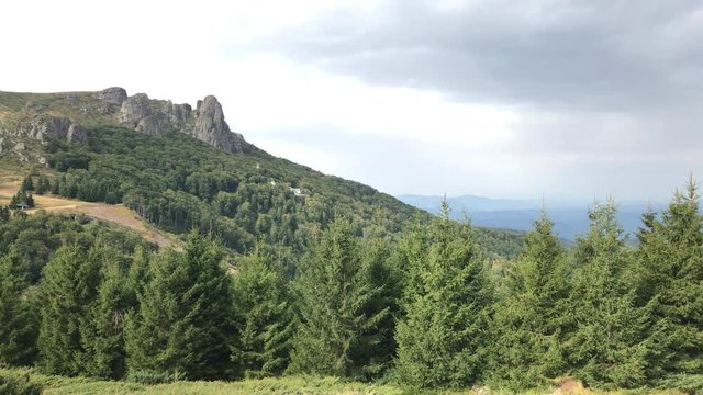 Panning on cliffs near Babin Zub in Eastern Serbia footage - Beautiful nature of Stara planina mountain slow pan