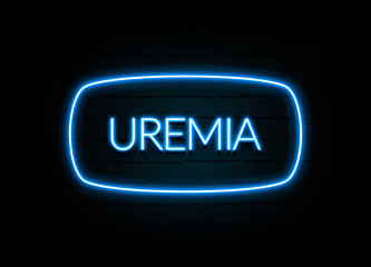 Uremia  - colorful Neon Sign on brickwall