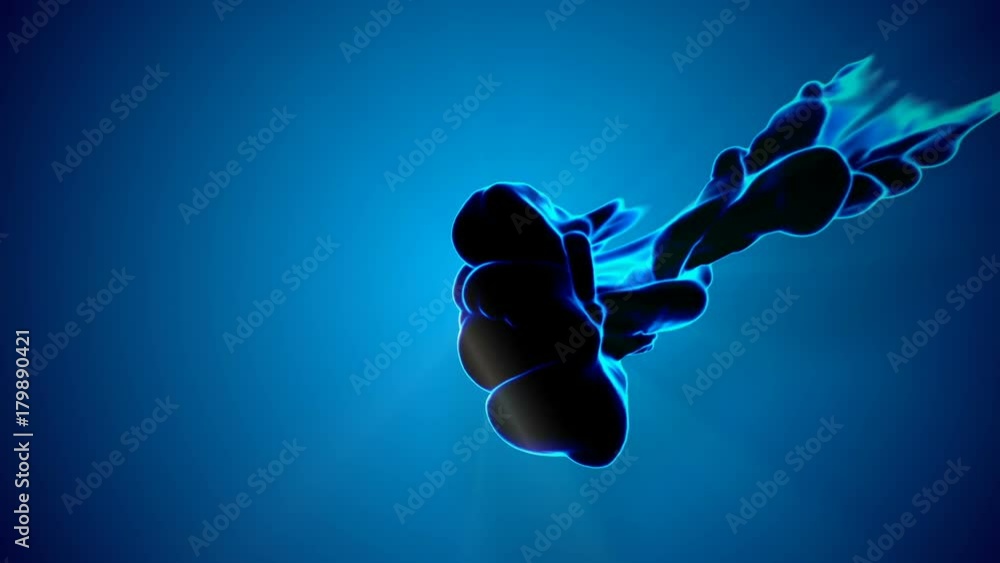 Poster 3d animation of flow of glowing ink. dark ink are dissipating and beginning to glow. use as ink back