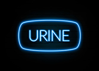 Urine  - colorful Neon Sign on brickwall