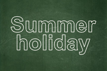 Obraz premium Travel concept: text Summer Holiday on Green chalkboard background