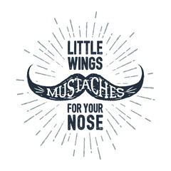 Hand drawn mustache textured vector illustration and 