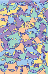 Naklejka premium Abstract psychedelic surreal doodle eyes - doodle drawing. Vecto