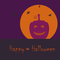 Happy Halloween card in flat style, Vector illustration