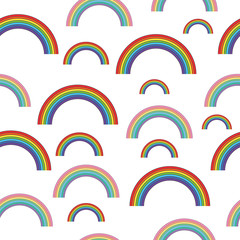 Pastel rainbows - oldschool seamless pattern. Abstract colorful ornament. Vector illustration.