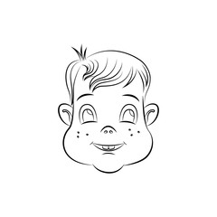 kid face with smile vector cartoon draw