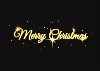 Golden  Merry Christmas sign.