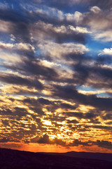 beautiful sunset over Cana of Galilee, Israel