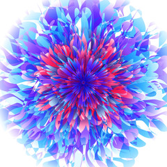 Abstract futuristic background, fantastic blue flower. Galaxy burst vector illustration. - obrazy, fototapety, plakaty