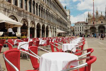 Street cafe on the square San Marco Piazza in Venice