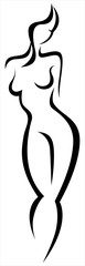 Vector illustration on a white background stylized silhouette of a woman in full length