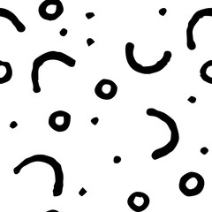 Naklejka premium Doodle minimalist seamless pattern in black and white.
