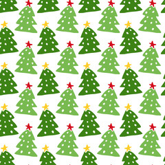 Christmas trees seamless pattern. New Year wrapping texture. Vector background for holiday decoration.