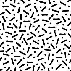 Black and white doodle seamless vector pattern. Micro elements scribbled print.