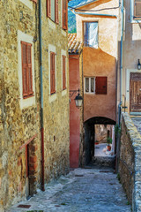 Narrow street in the old town Coaraze in France