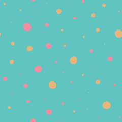 Blue Fun Hand Drawn Dots Asymmetrical Seamless Pattern, Dotted Swiss