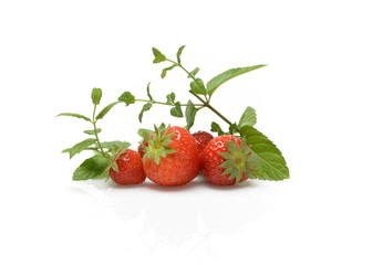 delicious red strawberries on white background