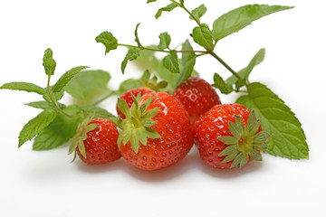 delicious red strawberries on white background