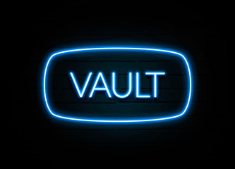 Vault  - colorful Neon Sign on brickwall