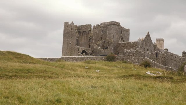 Establishing shot of the Rock of Cashel
