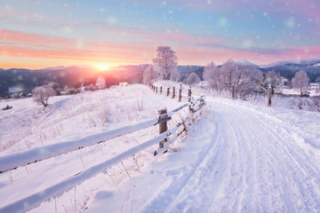 Beautiful winter landscape in the mountains.