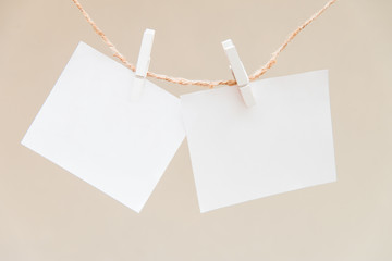 Mock up, hanging on clothespins