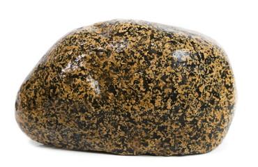 Single natural stone on white background, close-up