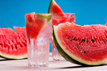 Watermelon cocktail and watermelon 