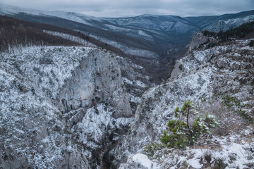 Fototapeta na wymiar Grand Canyon in Crimea in winter