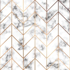 Vector marmeren textuur, naadloos patroonontwerp met gouden geometrische lijnen, zwart-wit marmeren oppervlak, moderne luxe achtergrond
