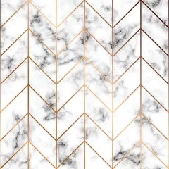 Washable Wallpaper Murals Bestsellers Vector marble texture, seamless pattern design with golden geometric lines, black and white marbling surface, modern luxurious background