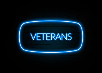Veterans  - colorful Neon Sign on brickwall