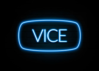 Vice  - colorful Neon Sign on brickwall