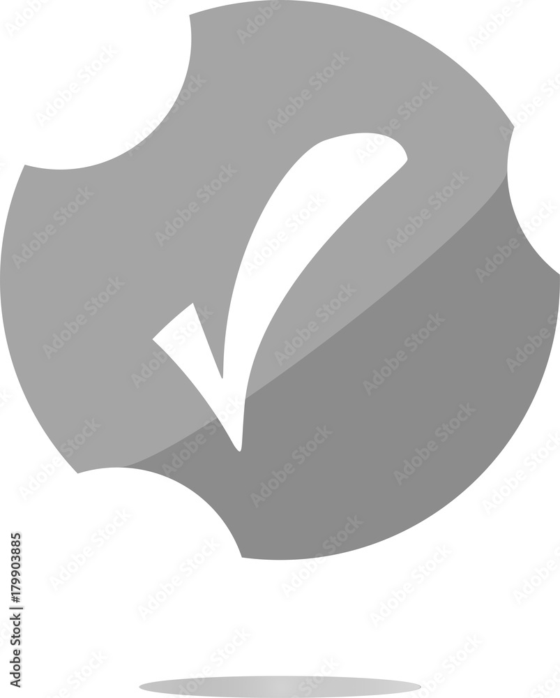 Poster glossy web button with check mark sign. shape icon