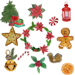 Watercolor Christmas elements
